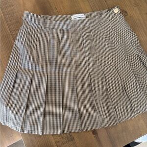 Urban Outfitters Brown Checkered Pleated Skirt